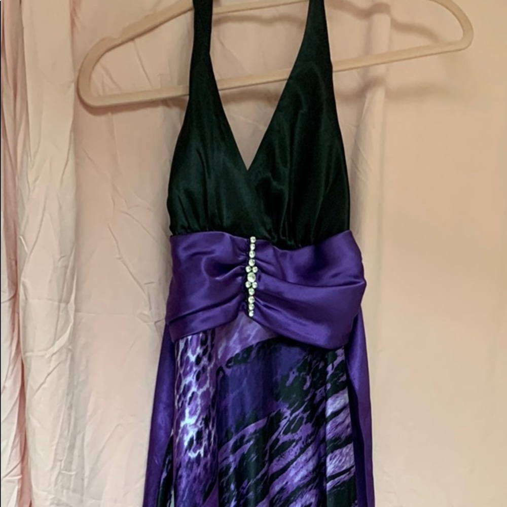 Floor length Elegant Purple Halter Dress